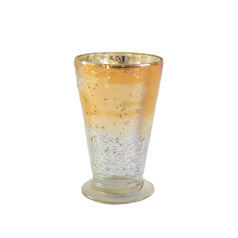 Silver Gold Mercury Glass Candle Holder Crackle Effect