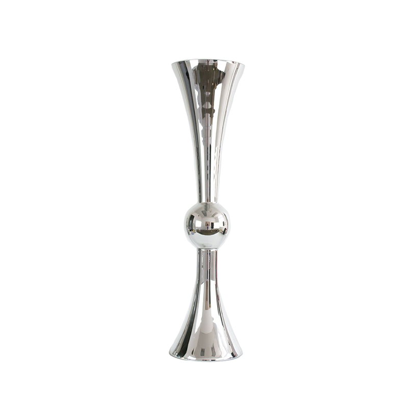 Silver Glass Trumpet Vase Double Sided 36"
