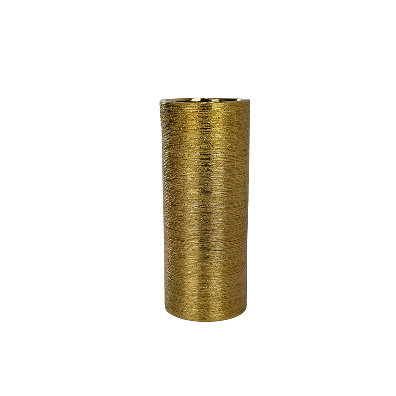 12inch Ceramic Cylinder Vase - Gold Etched