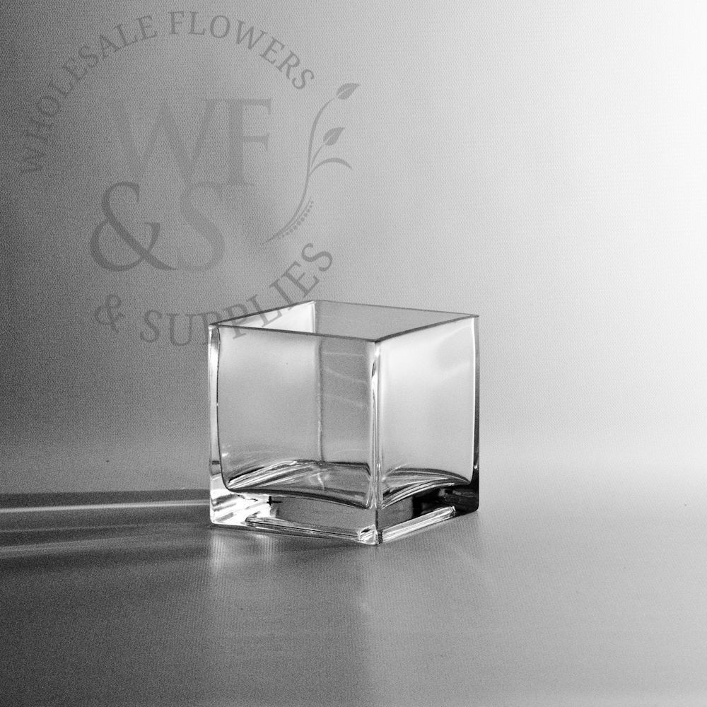 Square Glass Cube Vase 4x4