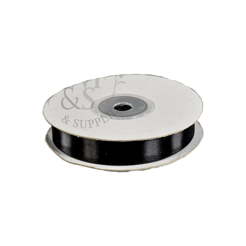 Single Face Poly-Satin Ribbon 5/8" Black