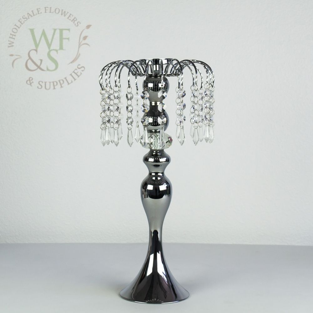 Silver single candle holder candelabra 17" Tall