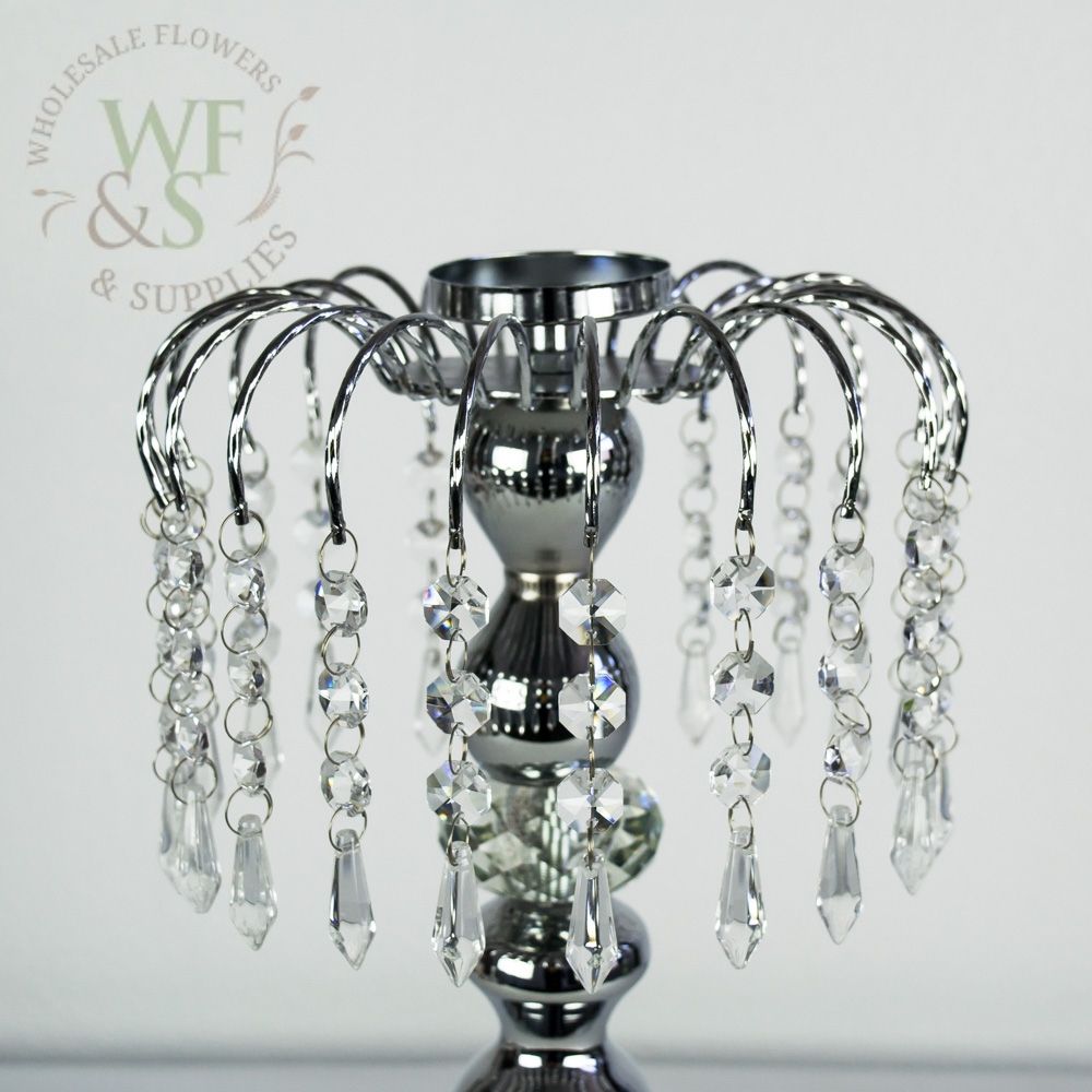 Silver single candle holder candelabra 17" Tall