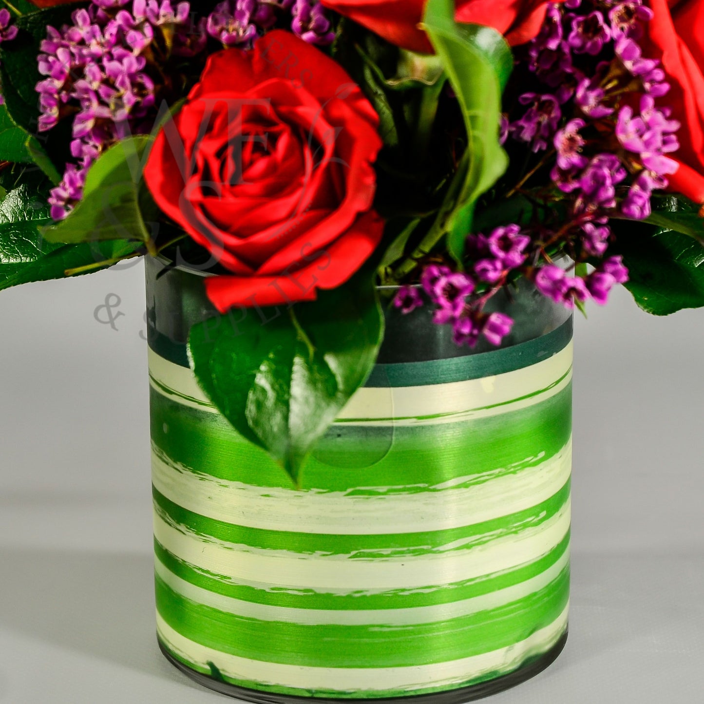True-Life Ribbon Green Ivory Ti Leaf for Vase Decoration 50 YD 4"