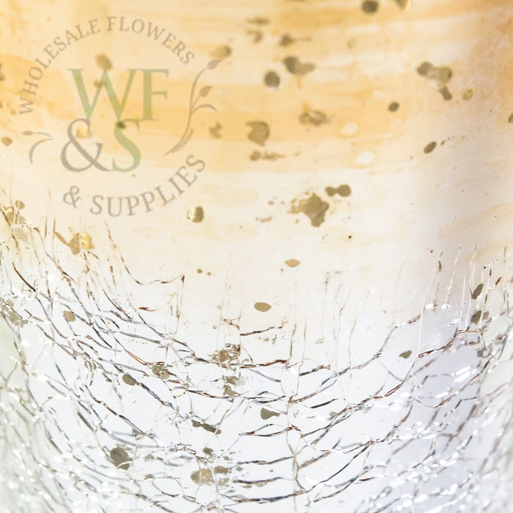 Silver Gold Mercury Glass Candle Holder Crackle Effect