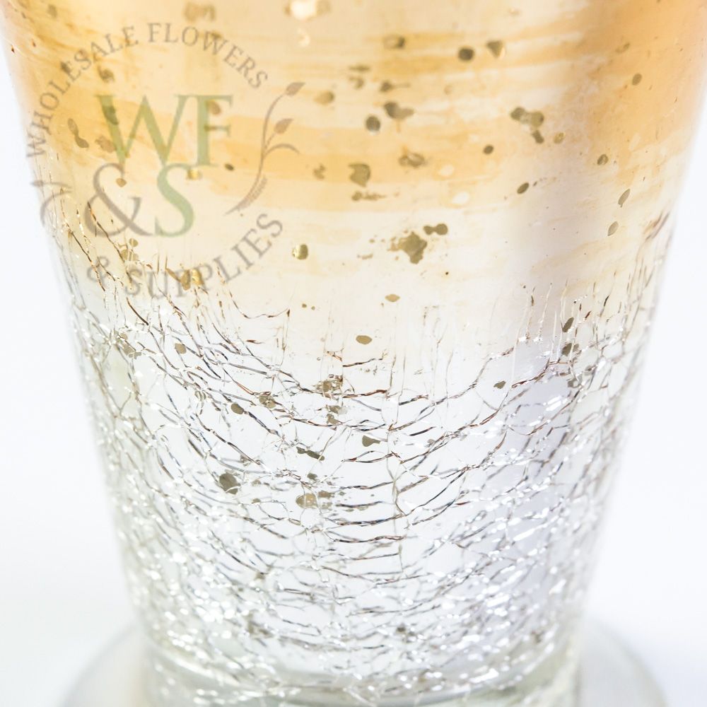 Silver Gold Mercury Glass Candle Holder Crackle Effect