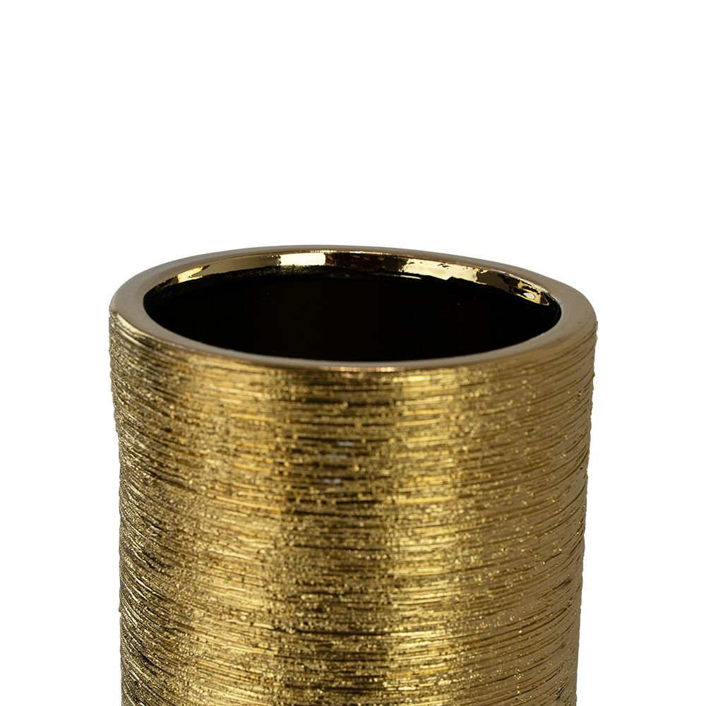 12inch Ceramic Cylinder Vase - Gold Etched