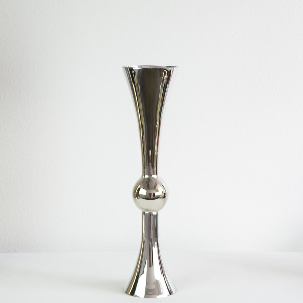 Silver Glass Trumpet Vase Double Sided 36"