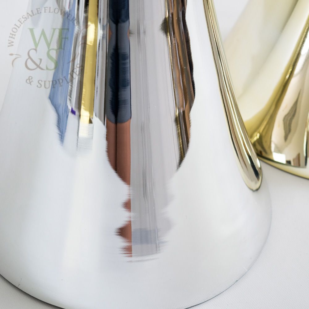 Silver Glass Trumpet Vase Double Sided 36"