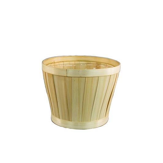 Round Tapered Bamboo Basket in Amber 7.8" Tall