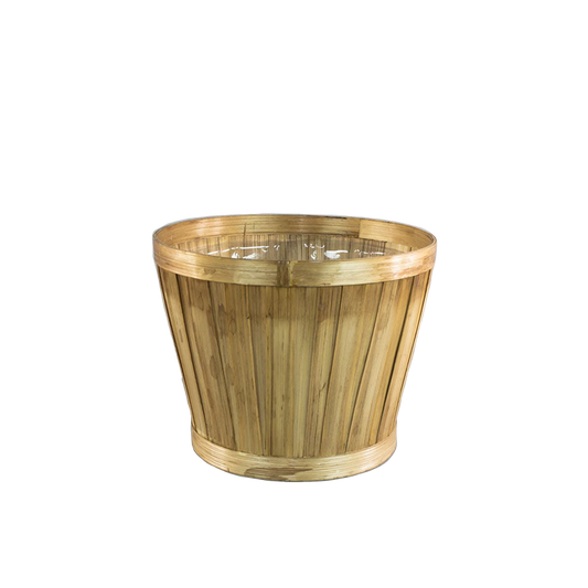 Round Tapered Bamboo Basket in Khaki Brown