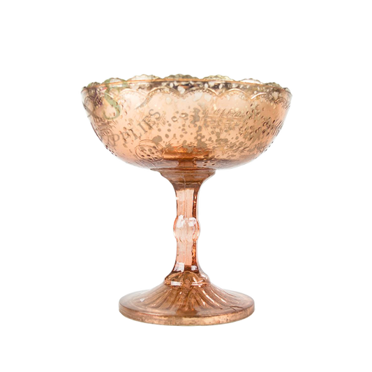Rose Gold Blush Copper Glass Pedestal Bowl 6"
