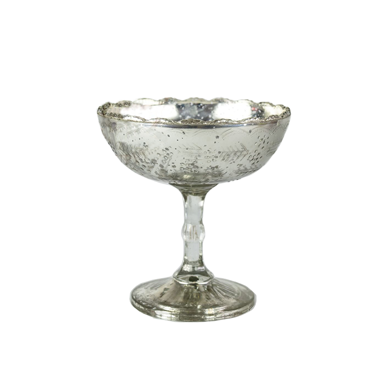 Silver Glass Pedestal Centerpiece Bowl 6"