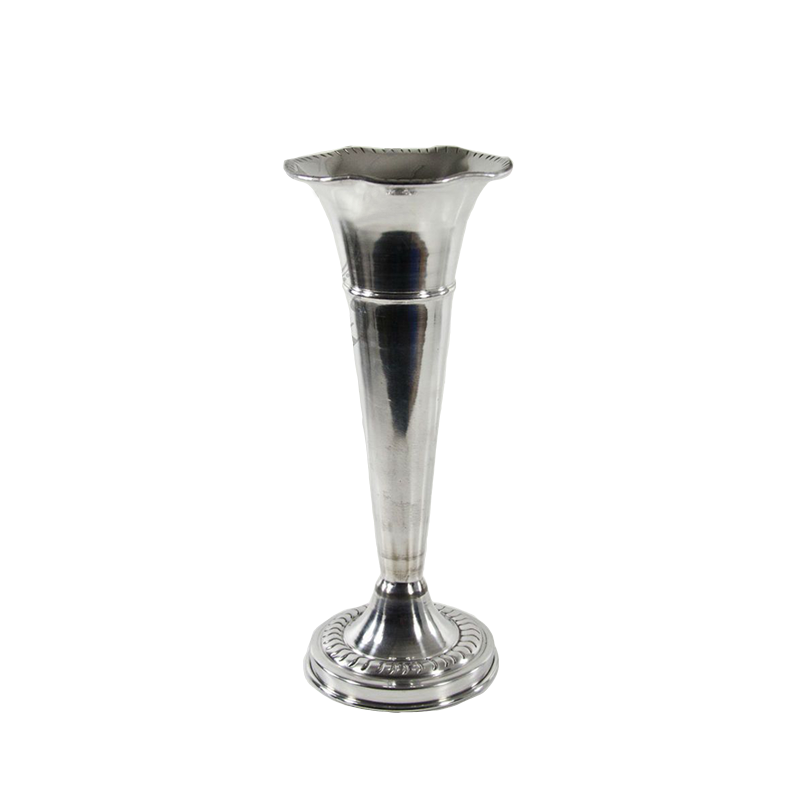 Silver Metal Flared Trumpet Vase 15"