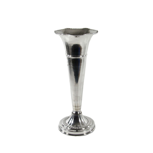 Silver Metal Flared Trumpet Vase 15"