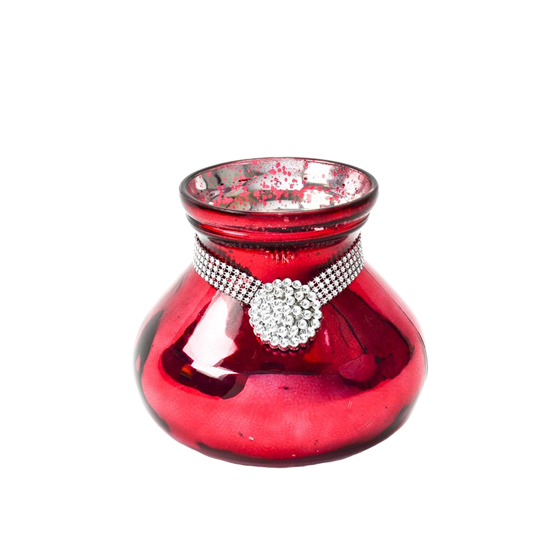Reflective Red Urn with Silver Pendant