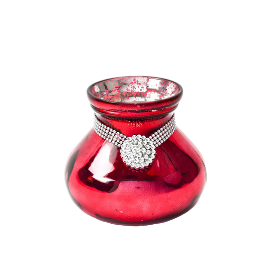 Reflective Red Urn with Silver Pendant