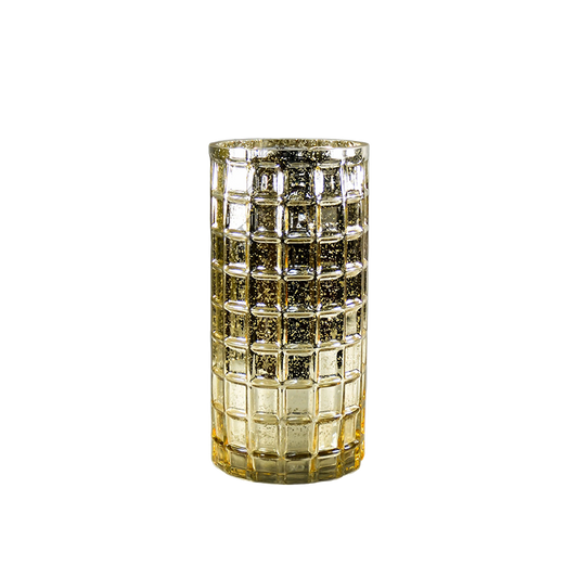Mirrored Mosaic Glass Cylinder Vase 10" x 5"
