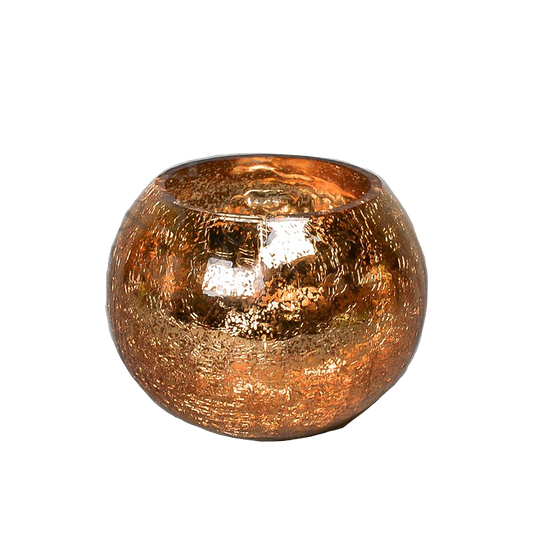 Mercury Glass Globe Vase in Antique Gold