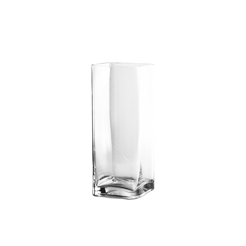 Square Glass Block Vase 12-inches tall x 5-inches wide