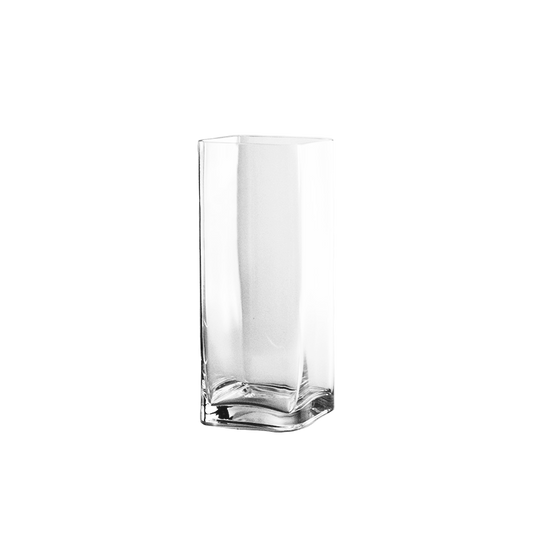 Square Glass Block Vase 12-inches tall x 5-inches wide