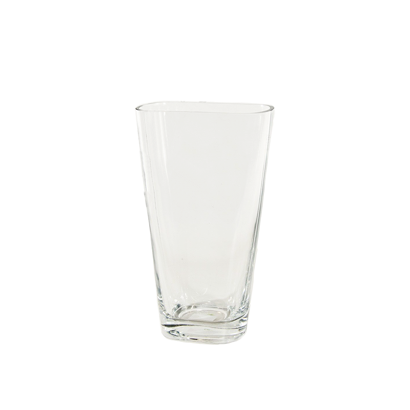 Oval Tapered Clear Glass Vase
