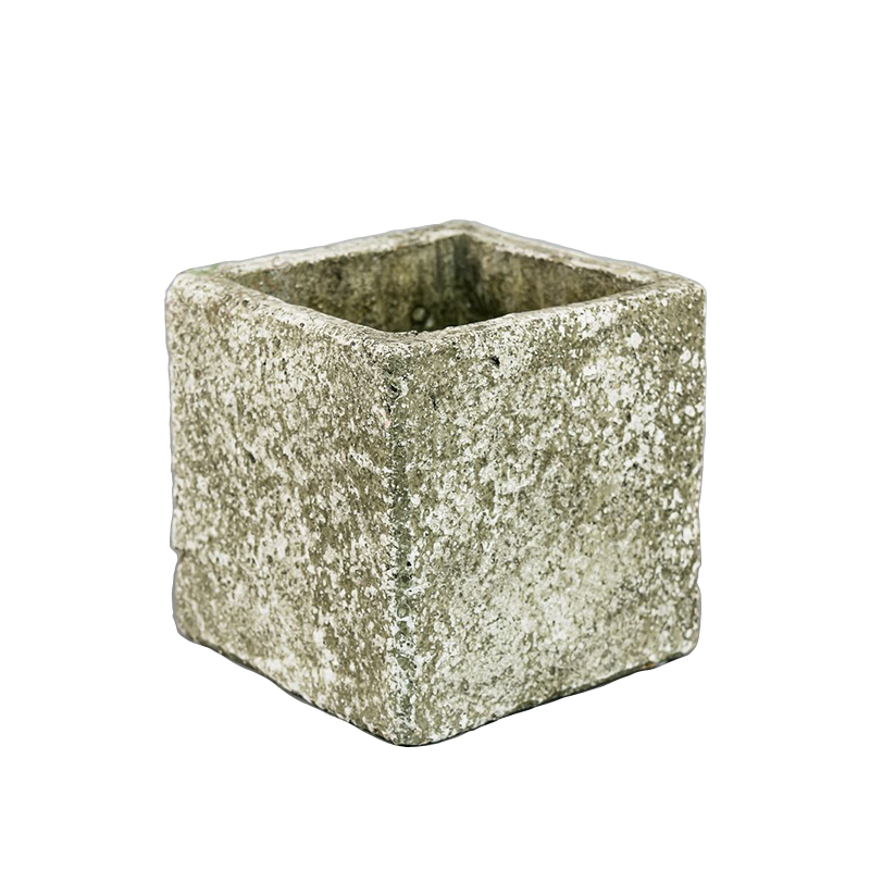 Rustic Clay Square Flower Pot Vase Container Ocean Rock View 5.5" Tall