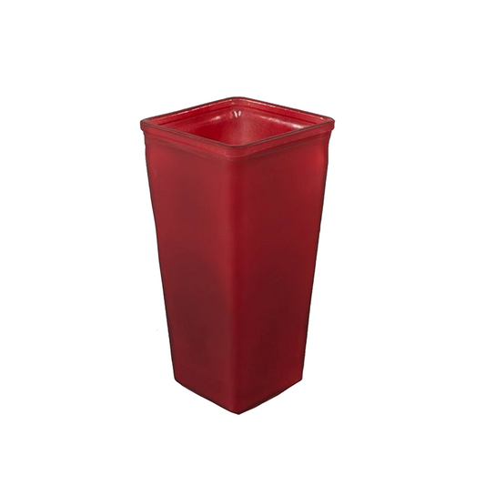 Red Frosted Glass Vases Rectangular