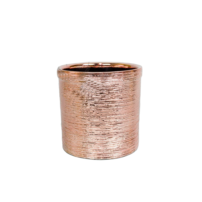 Rose Gold Etched Cylinder 4.5" Tall 4.5" Diameter