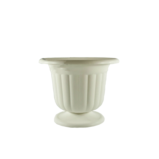 White Plastic Pedestal Urn - 9.5" Tall