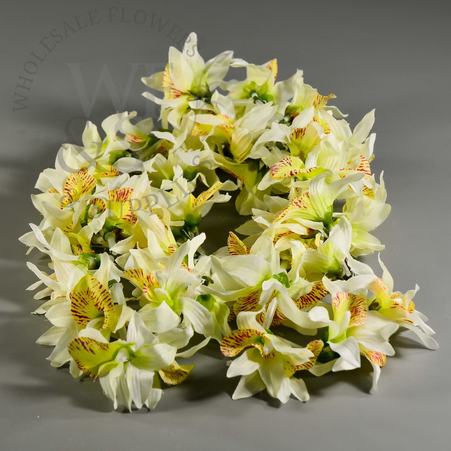 Synthetic Orchid Lei - Cream