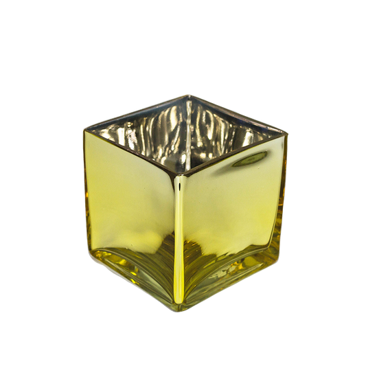Mirrored Gold Square Glass Vase 4.6 x 4.6