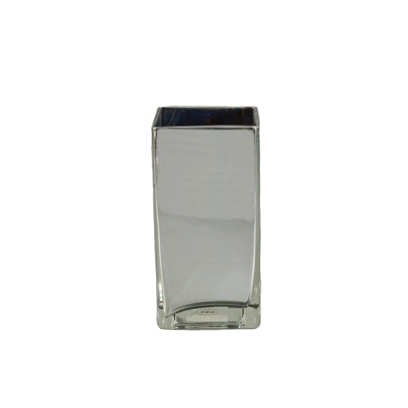 Mirrored Glass Square Tall Vase 8" x 4" x 4"