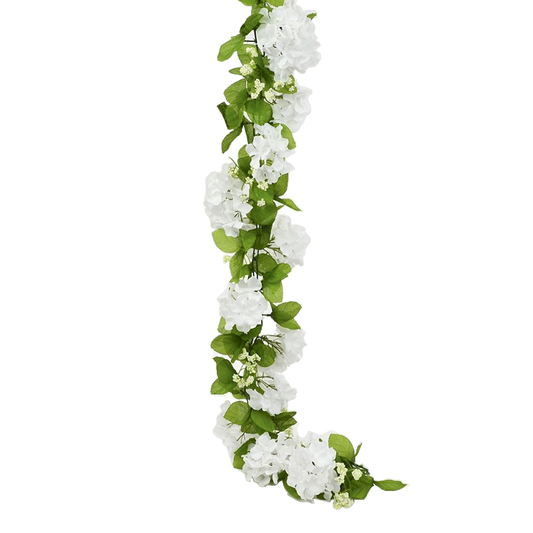 Silk Hydrangea Garland - White
