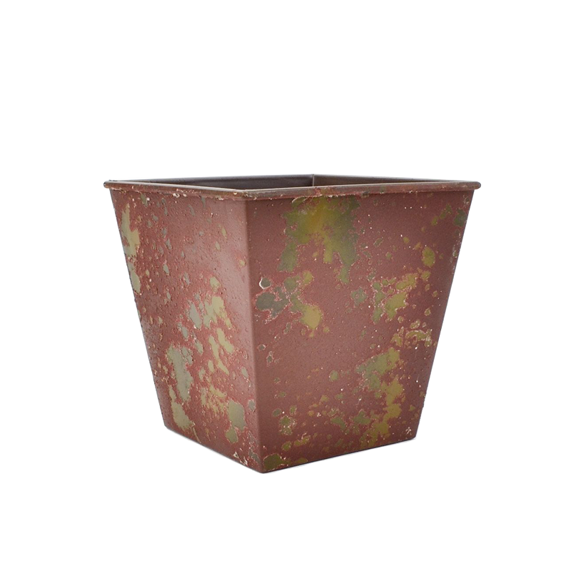 Recycled Plastic Planter - Rustic Wine Red over Olive