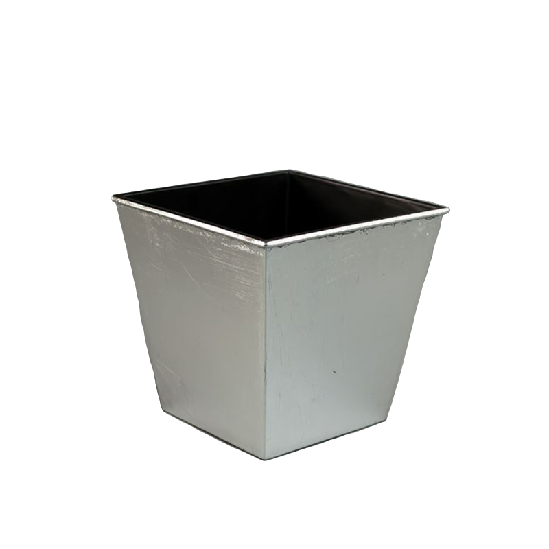 Recycled plastic square tapered flower pot vase in silver