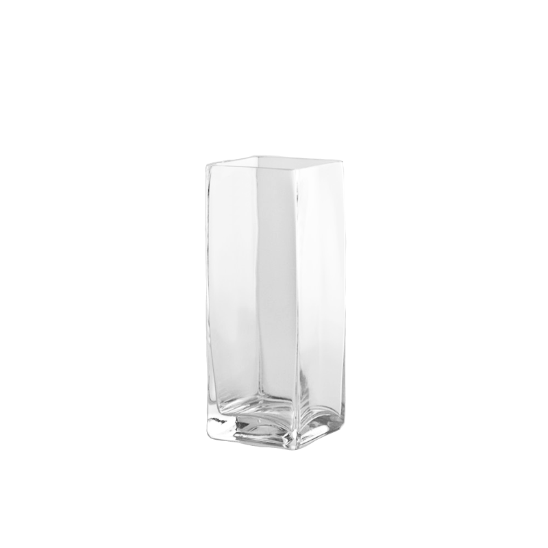 Square Glass Block Vase 8 inches tall x 3 inches wide