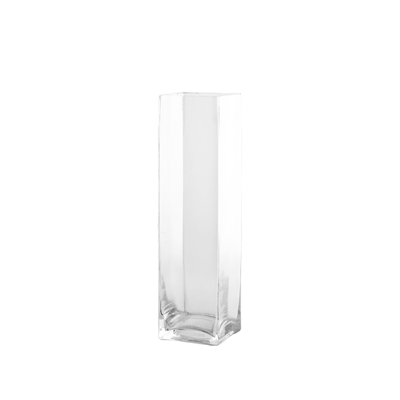 Square Glass Block Vase 12-inch x 3-inch