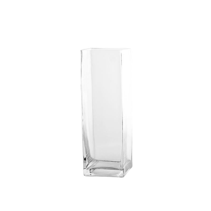Square Glass Block Vase 12-inch x 4-inch