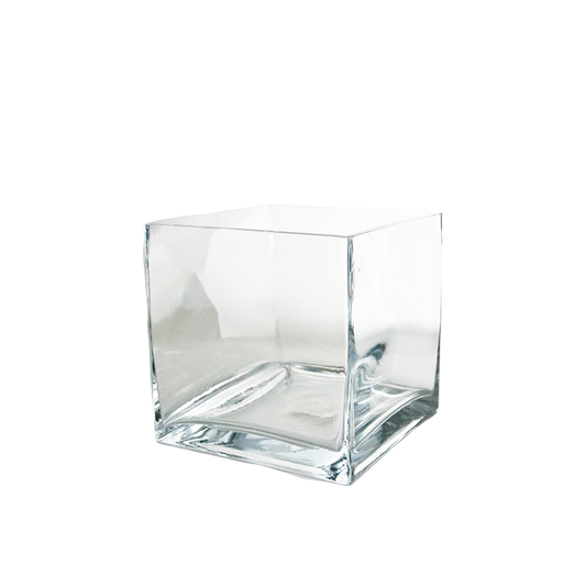 Square Glass Cube Vase 7-inches x 7-inches