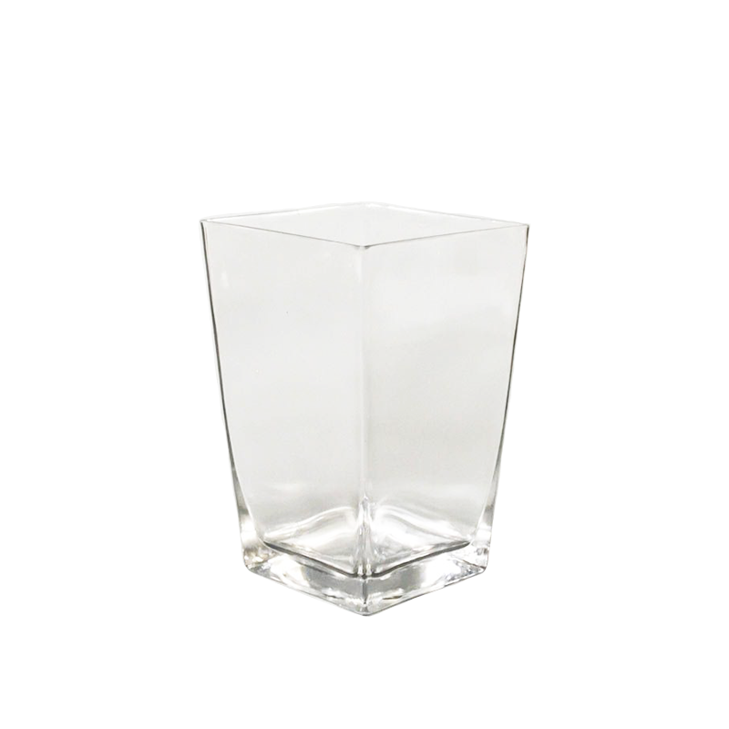 Taper Down Square Glass Vase 8"