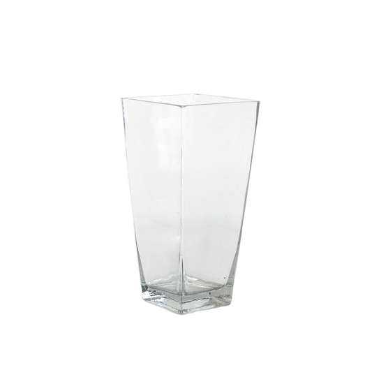 Taper Down Square Glass Vase 10"