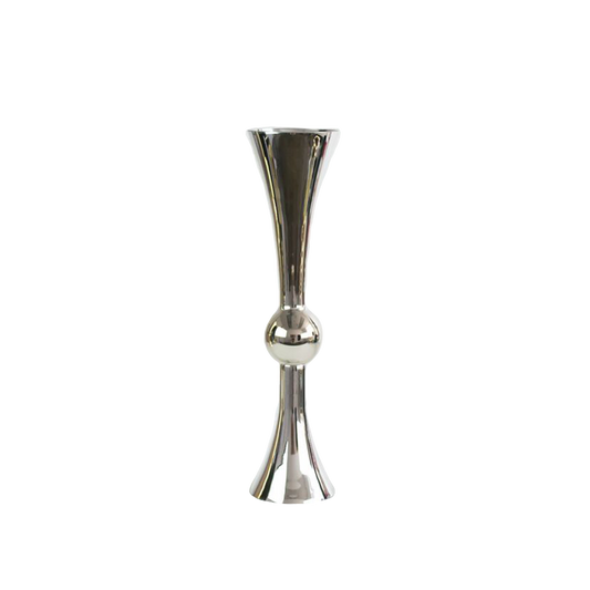 Silver Glass Trumpet Vase Double Sided 24"