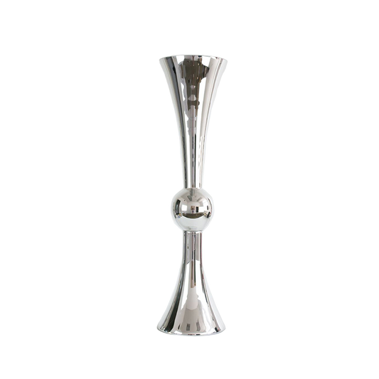 Silver Glass Trumpet Vase Double Sided 36"