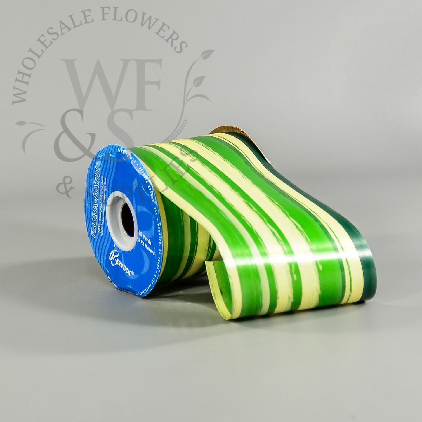 True-Life Ribbon Green Ivory Ti Leaf for Vase Decoration 50 YD 4"