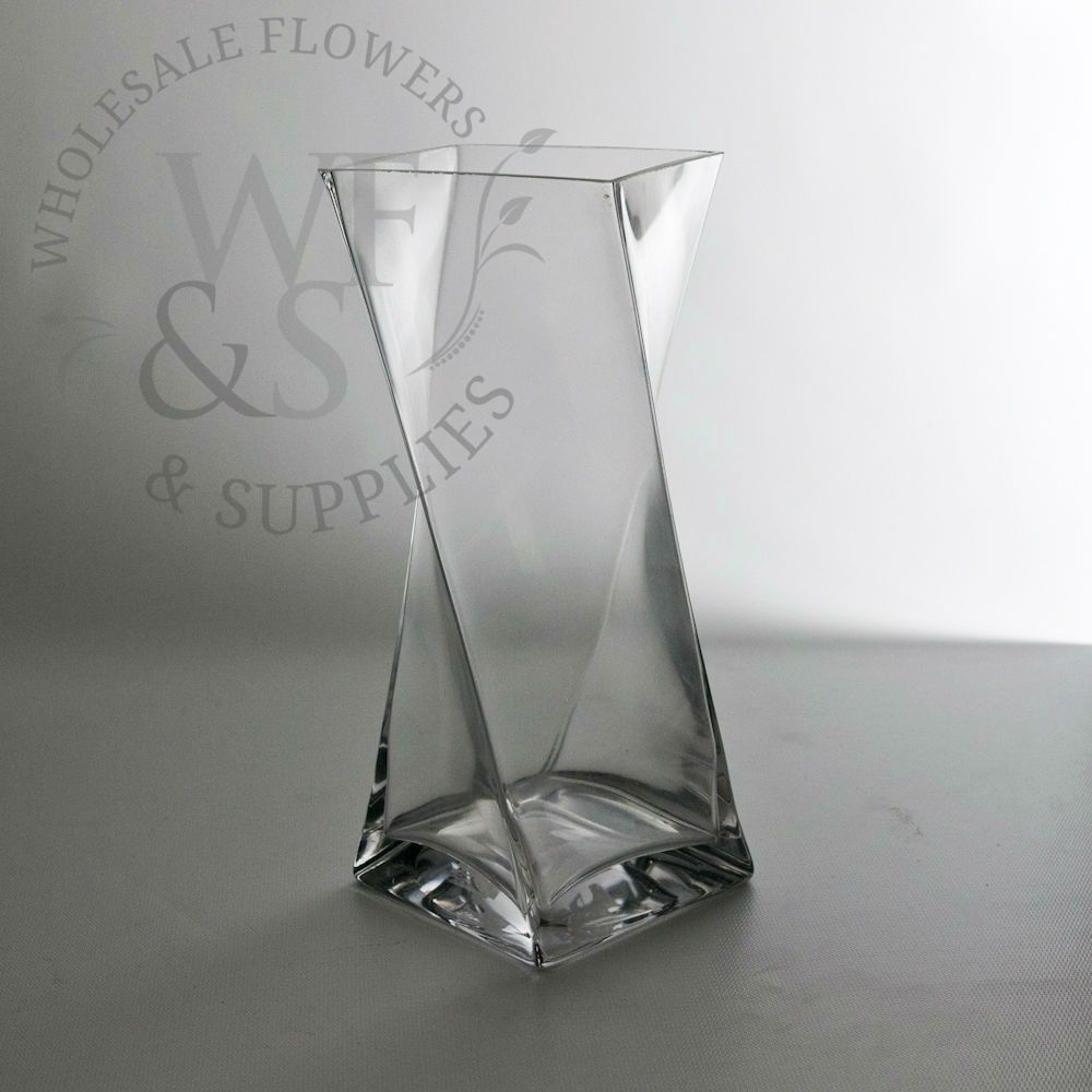Twisted Square Glass Vase 10"