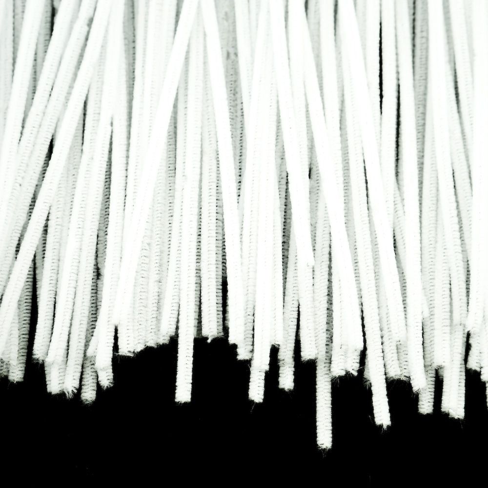 12 Inch Chenille Stems 100 Set - White