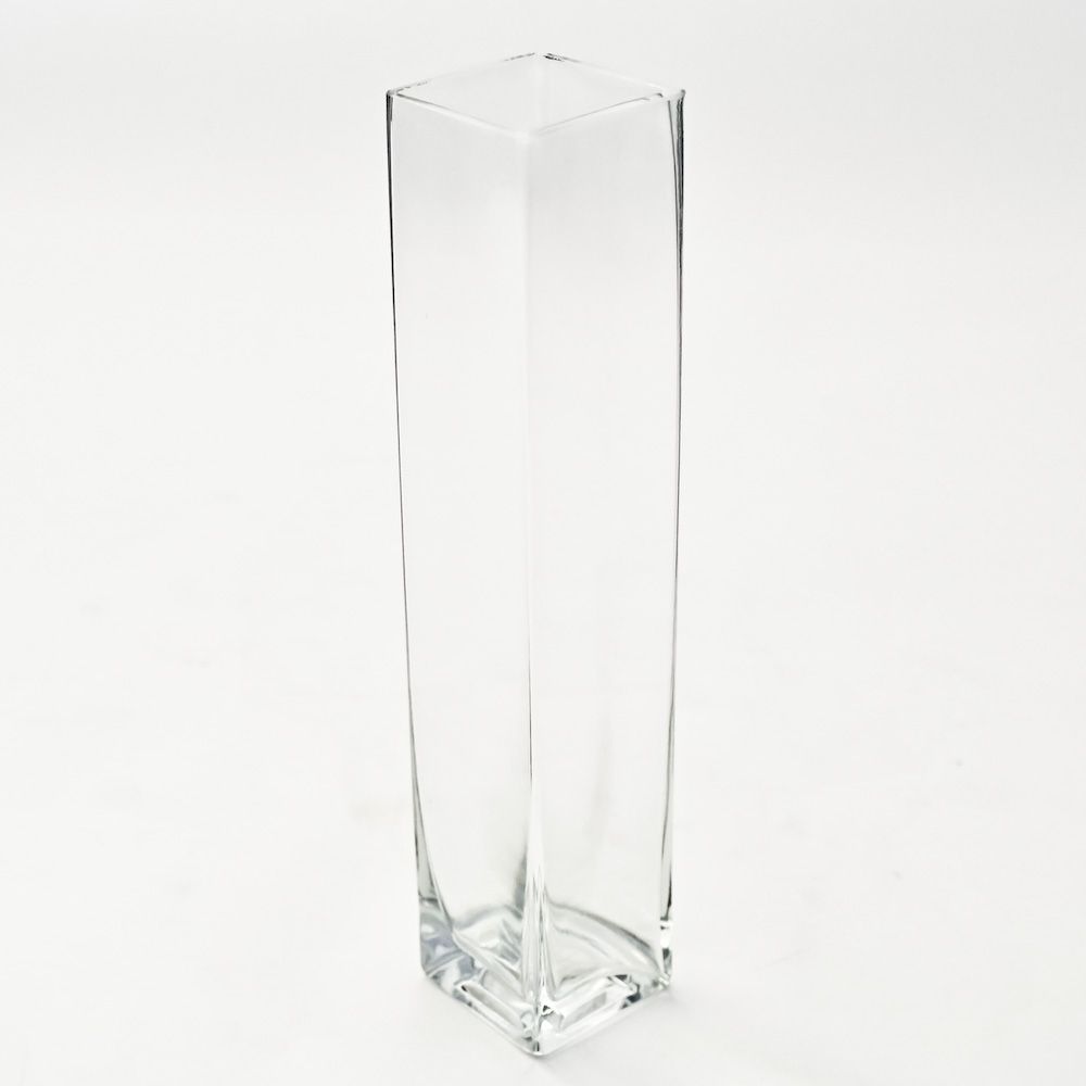 10" Tall Square Glass Bud Vase
