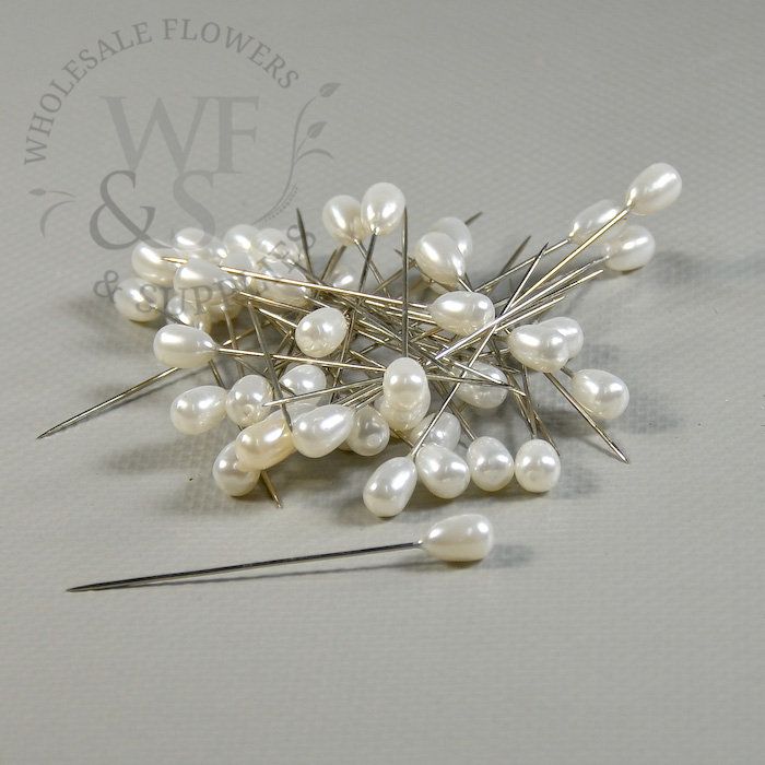 2.5" Corsage Pins White Pear Tips