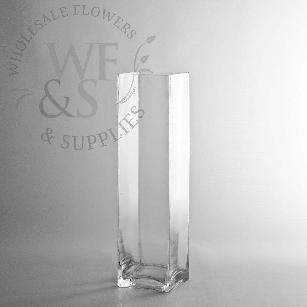Square Glass Block Vase 12-inch x 3-inch